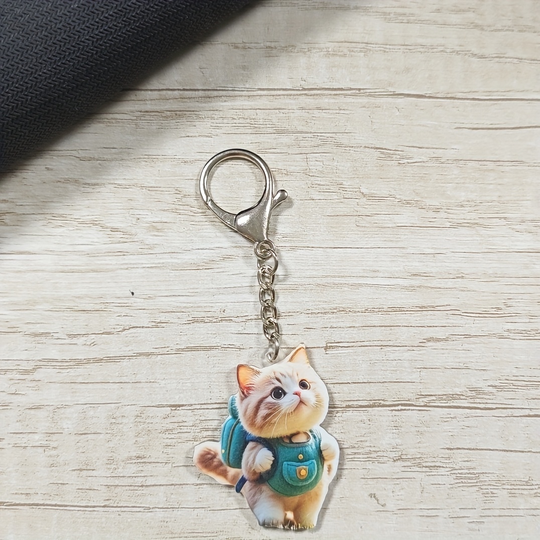 cute flocking cat keychain 3d pendant headphone Temu Australia