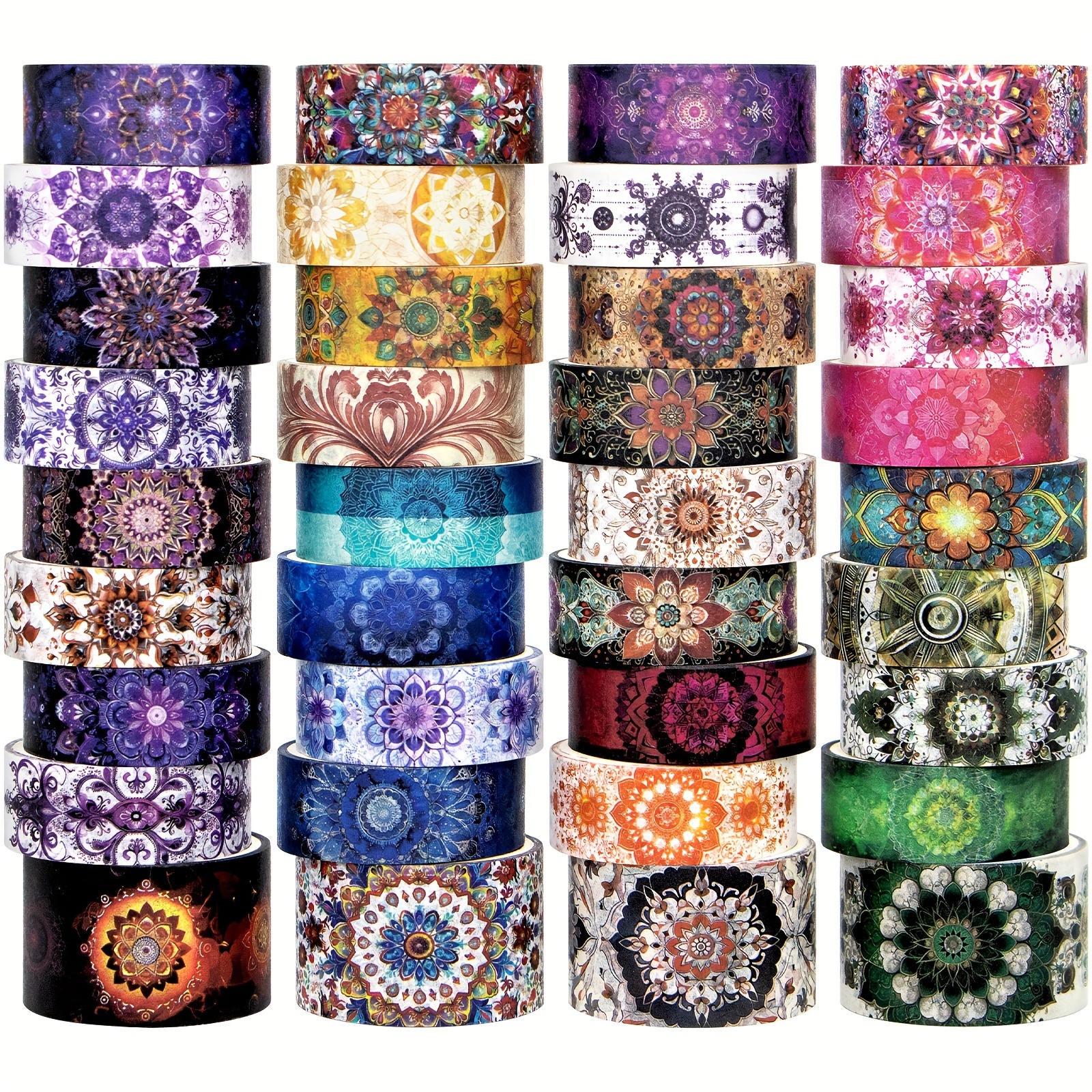 36 Rolls Mandala Washi Tape Set, Colorful Boho Decorative Tape For Journaling, Scrapbooking, Planner, Collage And Crafts