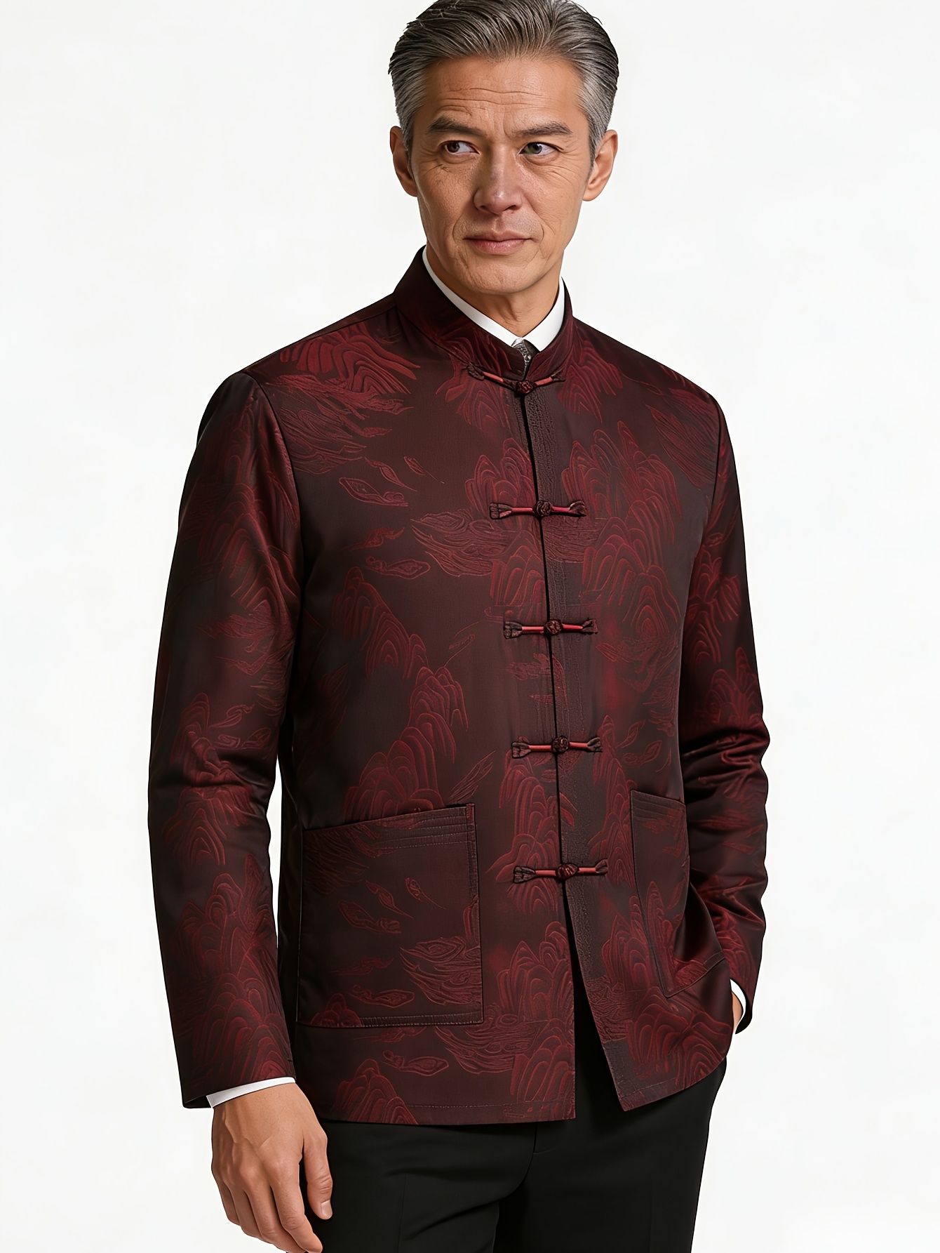 slim fit dress slacks Chinese Tunic Suit, Black Chinese Tang Suit, Black Chinese Tunic Suit XXL / Black main image 0