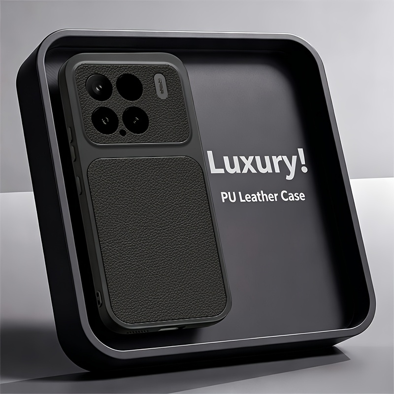 TEMU Phone Case: Elegant Textured Color-block Spliced Lychee Grain Phone Case With Elegant Cover For Xiaomi Mi 15 15t