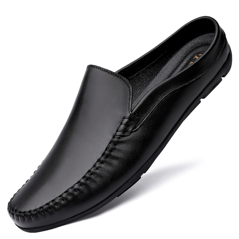 mens light luxury soft mules slip on half slippers suitable for casual british style low   toe with upper sole   wear maintenance no washable 3 colors