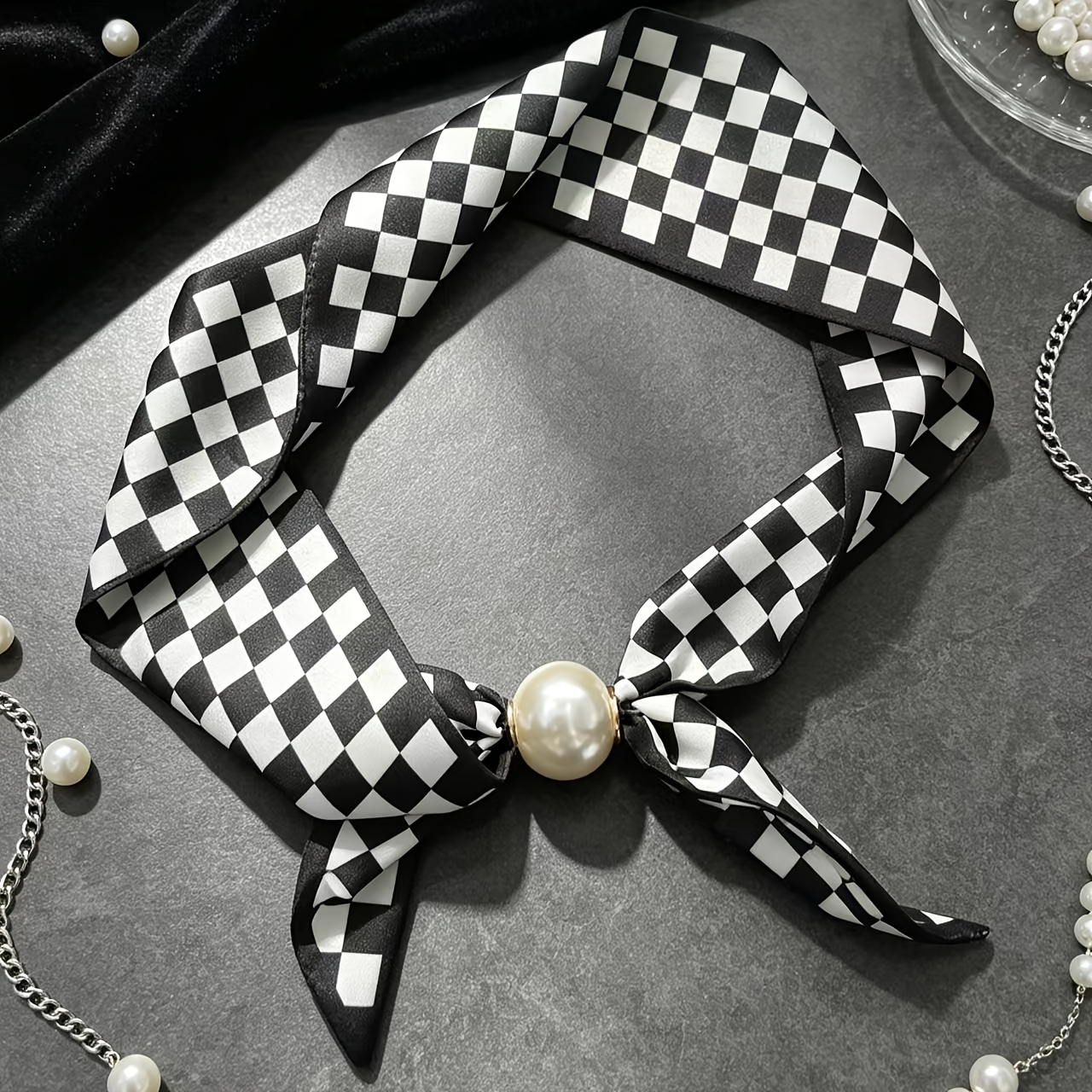 TEMU Collier Rétro Bohème à - de Cou Résille à Nœud Papillon et Perles en Résine pour Clavicule, Convient pour , Fêtes, Tenue Quotidienne, Cadeau -