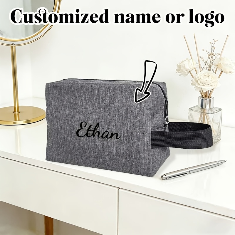 TEMU 1pc Neceser Personalizado para Hombre, Grabado, Neceser de Viaje para Hombre de Tela Oxford, Organizador de Artículos de para Hombre, Neceser de