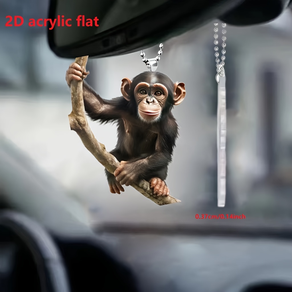 

1pc 2d Acrylic Cute Gorilla Car Rearview Mirror Decorative Pendant, Bag Keychain Pendant, Home Decoration Pendant