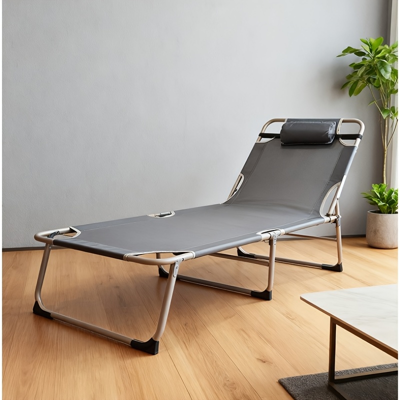 Foldable Bed Frame, 66.93x22.05inch Adjustable 4-position Reclining Lounge Chair, Suitable for Family Temporary Guest Bed