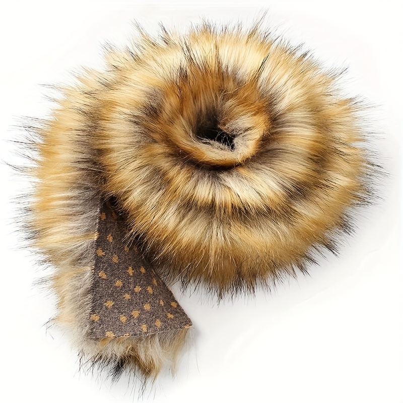 Image of Faux Raccoon Fur Trim - 100cm Pre-cut, 5cm Wide, Hand Washable For Crafts, Collar Embellishments, Stage Costumes And Christmas Decorations, Artificial, Fabric