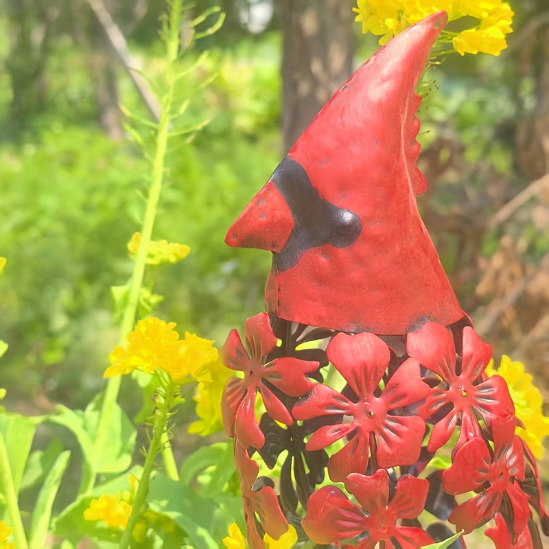 TEMU Statue de Jardin en Fer Artisanal - Grand Oiseau Cardinal Rouge pour , Cadeau Idéal pour Famille et Amis - Utilisation Multi- (Noël, Halloween,