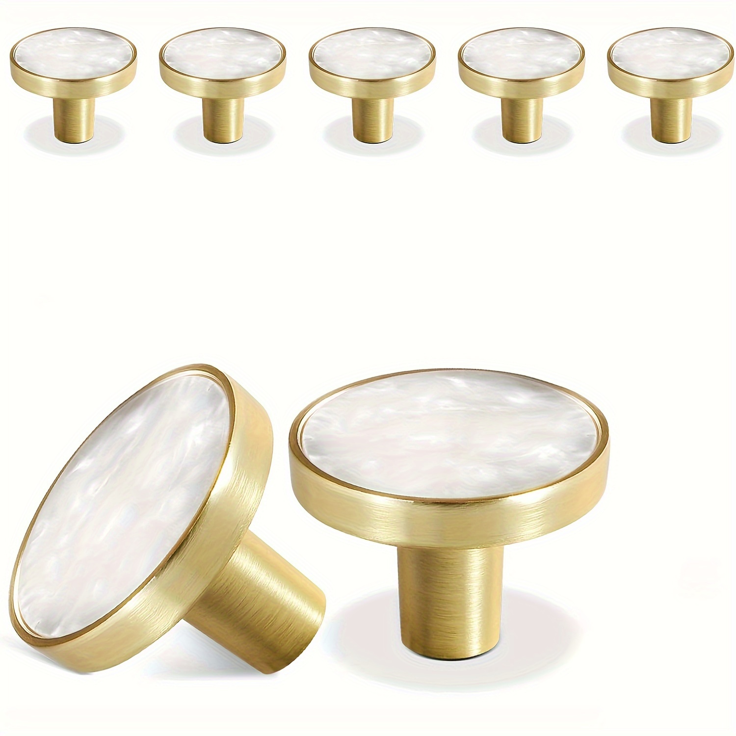 7pcs/15pcs Golden Knobs For Dresser Drawers, Brushed Brass Drawer Knobs Dresser Knobs, 1-1/4" Golden Cabinet Knobs Dresser Pulls Handles For Kitchen Cabinets Cupboard Furniture Knobs Material