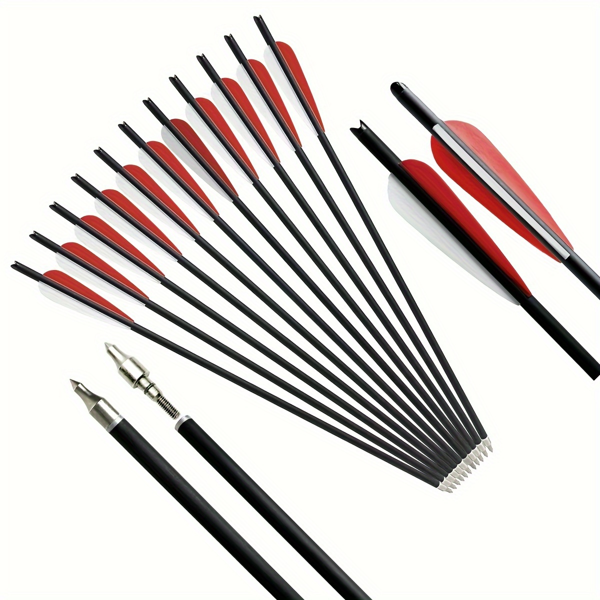 

12 - Hybrid Carbon Fibre Teardrop Feather Hunting Arrows - 21 Inch - 19 Inch - 18 Inch - 17 Inch