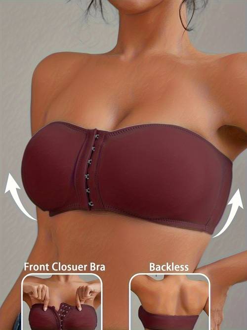 1pc womens strapless front clasp bra strapless and wire free with removable pads suitable for casual wear backless lingerie top vest