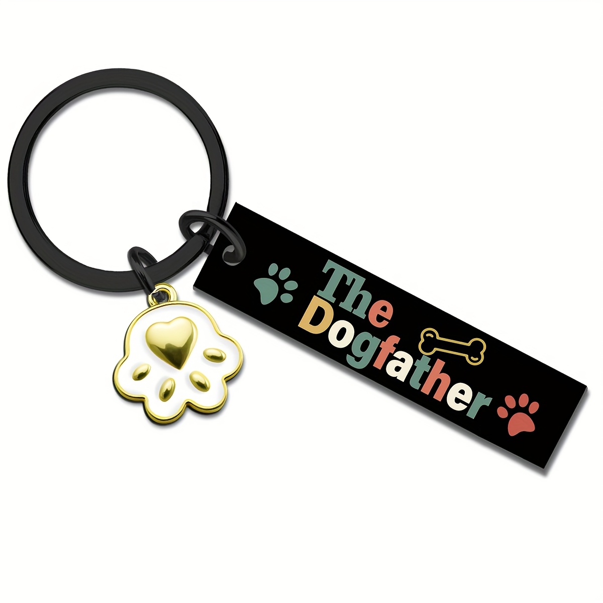 TEMU 1pc Color-printed Stainless Steel Long Strip "dog Dad" Keychain, A Gift For Dog Lovers, A Gift For Pet Lovers