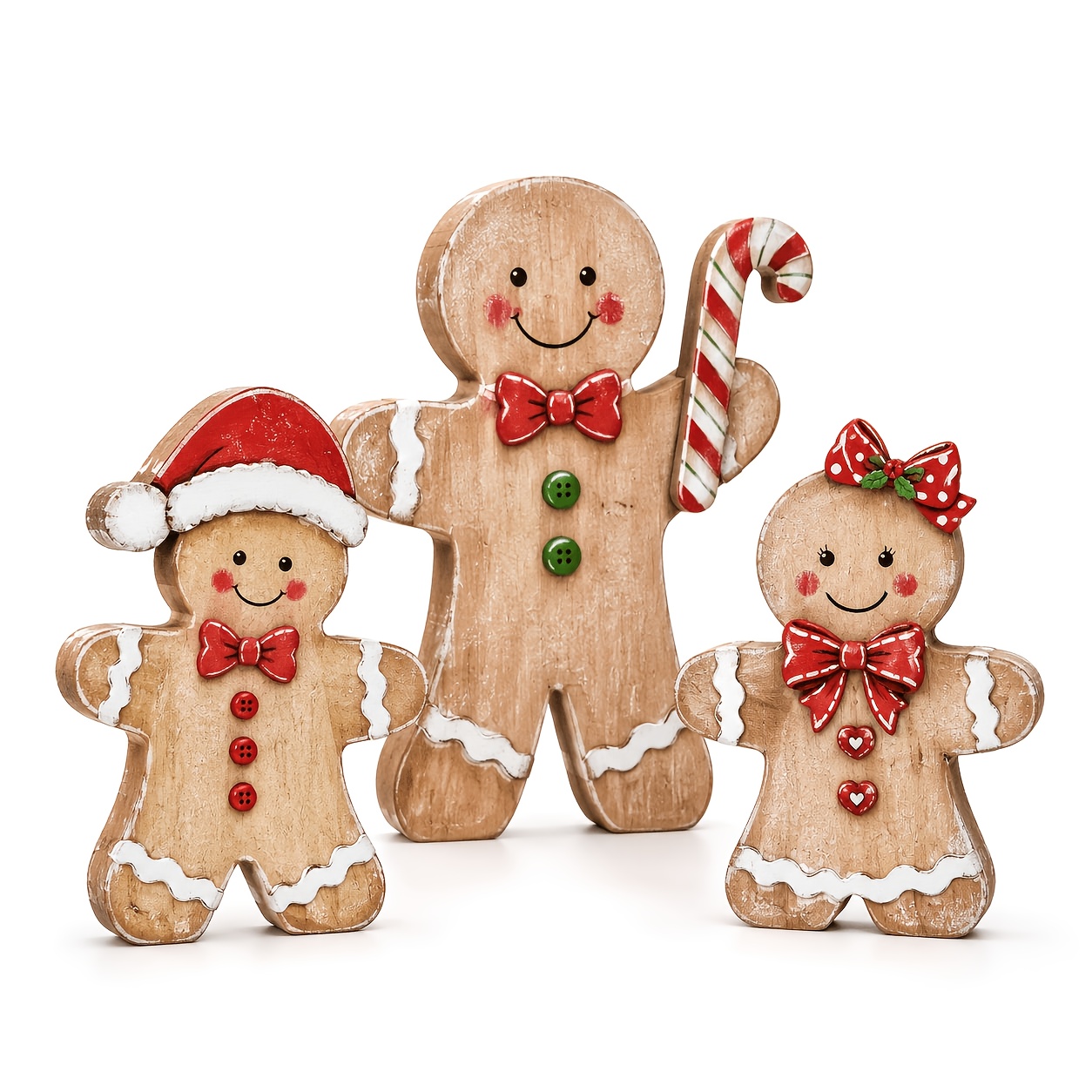 TEMU Décoration de plateau à plusieurs niveaux de Noël, en pain d'épices en bois de vieilli, ornement creux, avec nœud en d'orge, ornement d'hiver de