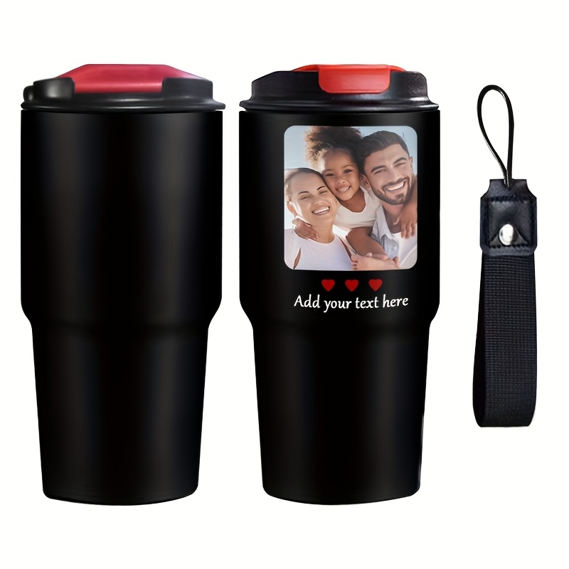 

1pc Personalized Stainless Steel Insulated Travel Mug With Custom Photo & Text - , Reusable, Bpa-free, Hand Wash Only - Ideal Gift For Birthdays,