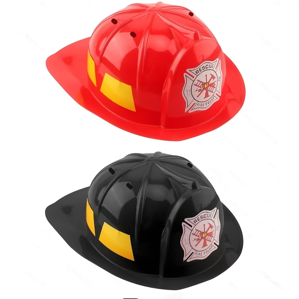 TEMU 2pcs Firefighter Plastic Fireman Cosplay Hats Firefighter Dress Up Halloween Party Costumechristmas