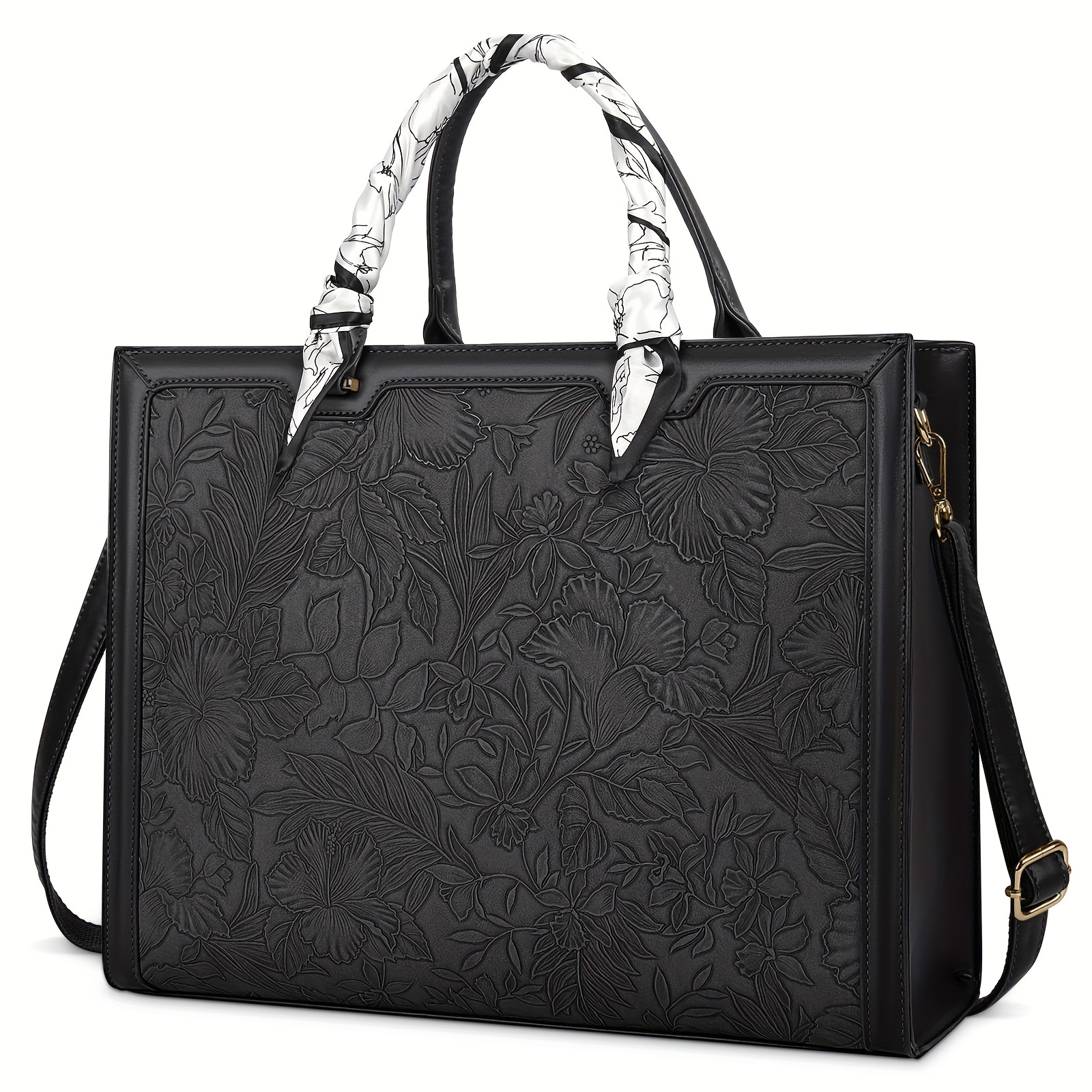 TEMU Nubily Ladies Laptop Bag 15.6 Inch Laptop Waterproof Computer Business Lightweight Office Briefcase Large Capacity Handbag Black