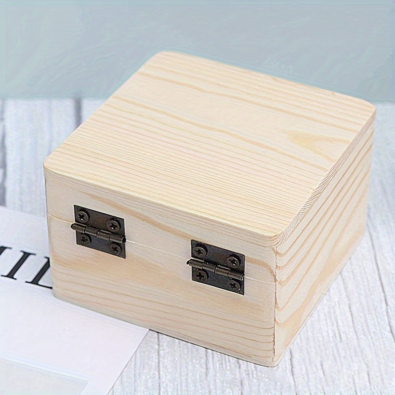 4 Pack Unfinished Wooden Box, 4 Sizes Rustic Small Wood Square Storage  Organizer Container Craft Box for DIY Craft Collectibles Home Venue Desktop