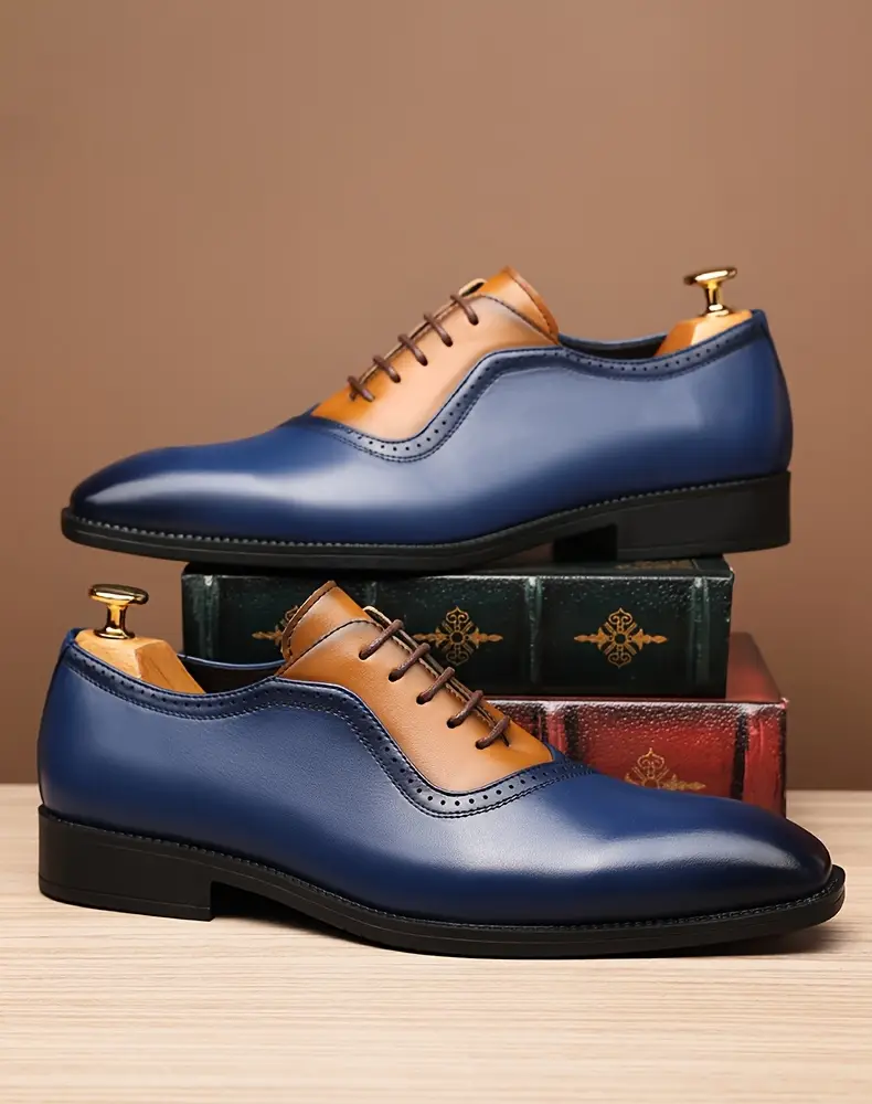 mens business formal lace up blue stylish new casual shoes comfortable durable and slip resistant rubber sole 68625 Product details 0