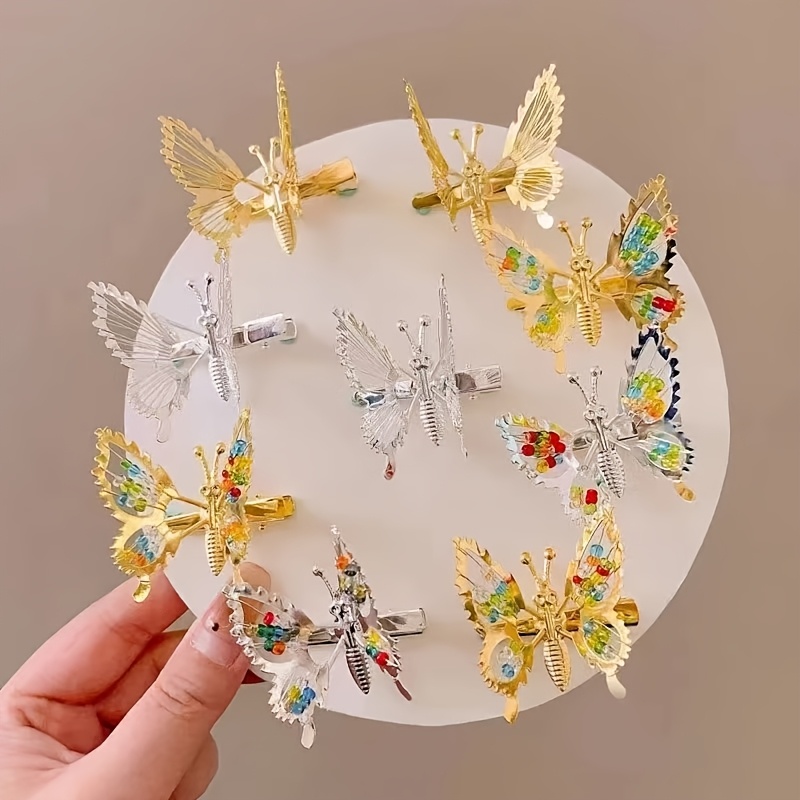 TEMU 8pcs Cute Hair Clip Set, Colorful Beaded , Exquisite And Durable, Hair Accessory