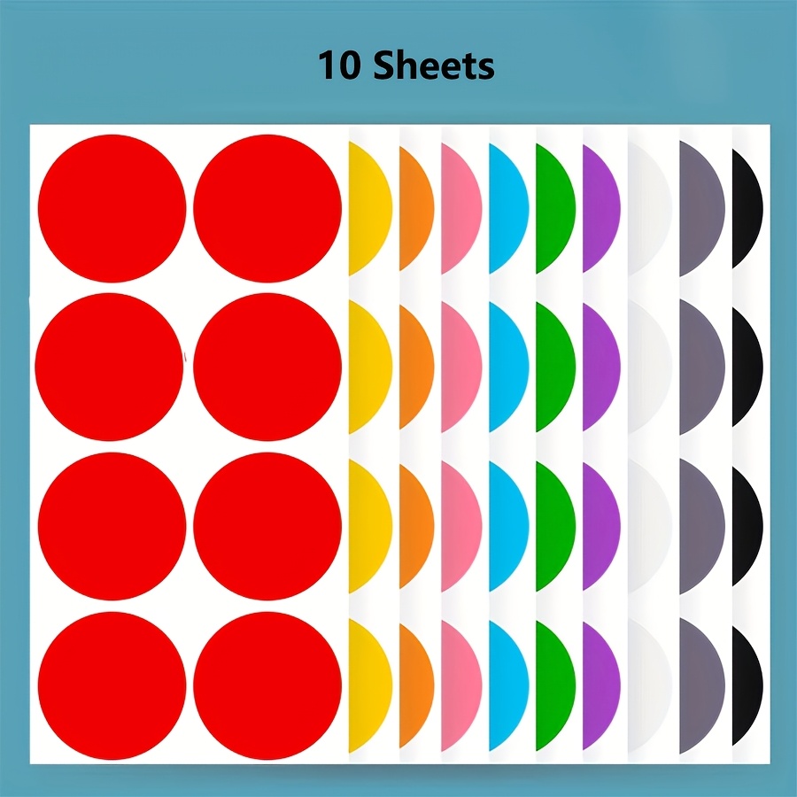 Image of 10 Colors 80pcs Assorted Dot Stickers Round Coding Labels 2 Inch Colorful Self Adhesive Sticky Moving Sticker Tags Sheets For Boxes Organizing Marking