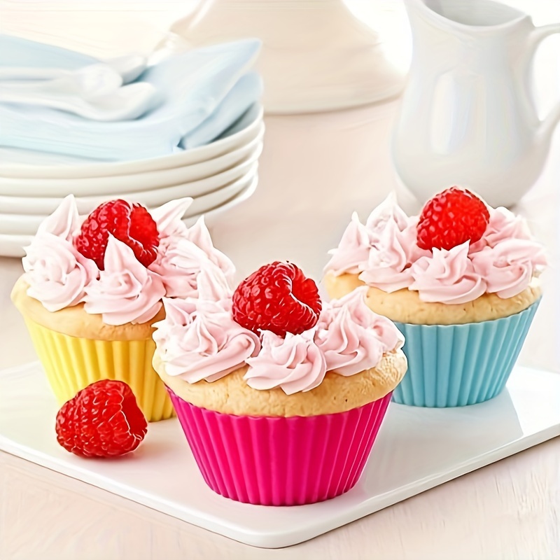 set of reusable non stick silicone baking cups for muffins and cupcakes   in packs of 12 or 24 details 9