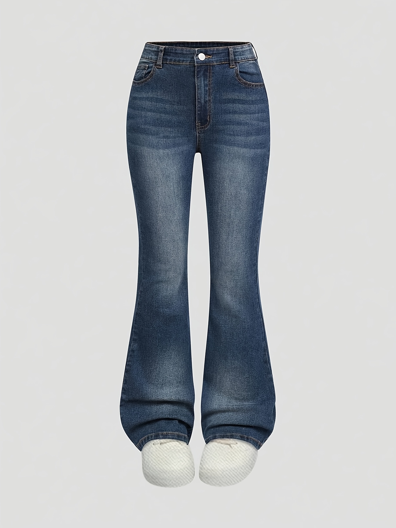 fashion versatile washed distressed flared stretch denim jeans for teenage girls for teenager