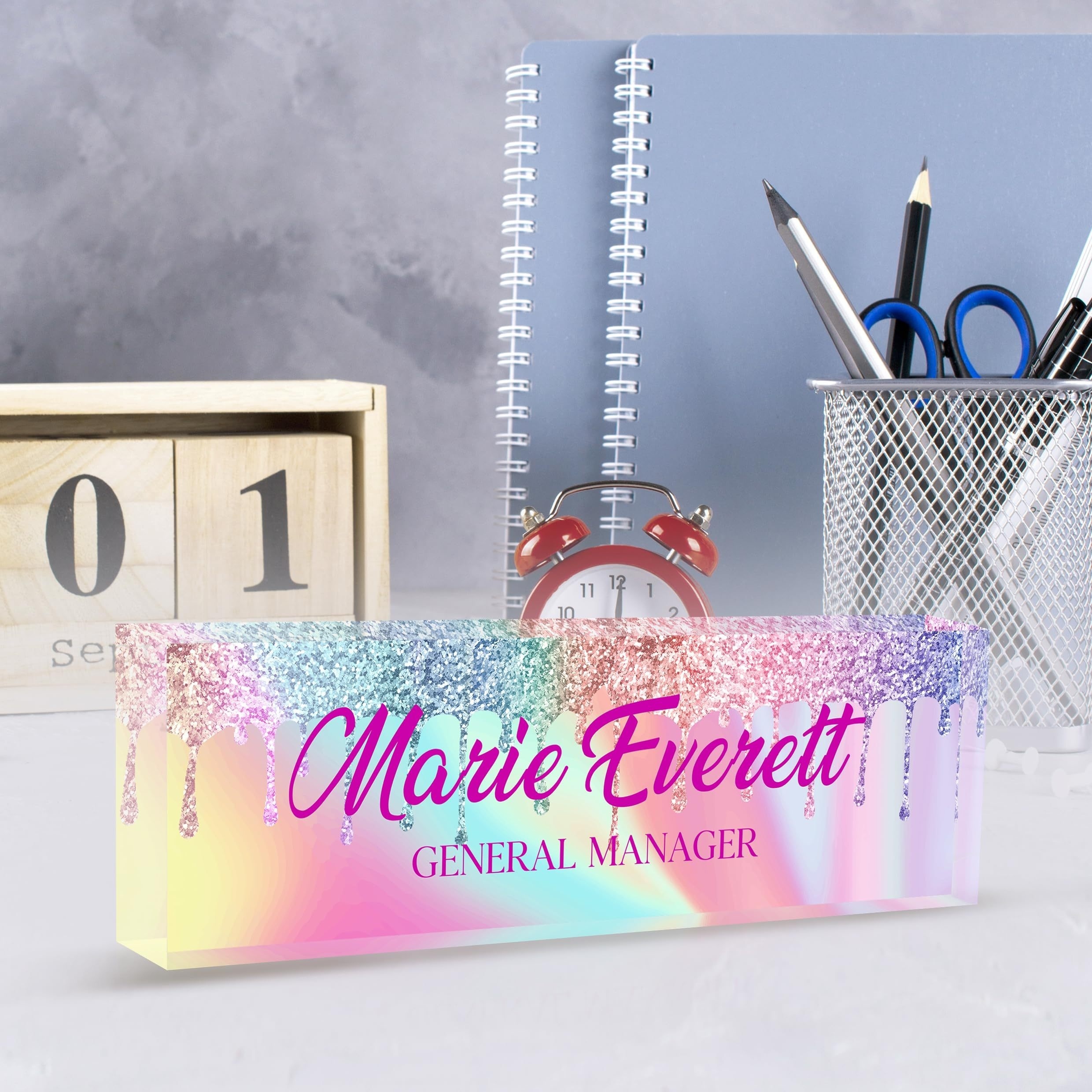 

1pc Personalized Customizable Acrylic Desk Name Plate - Material, Professional Office Decor, Appreciation Gift For Teachers, Employees, Nurses