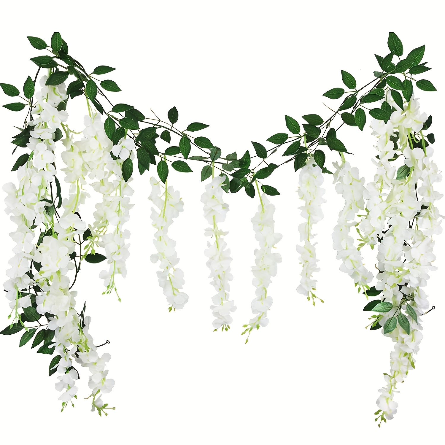 

Elegant 6.2ft White Wisteria Garland - Decor Hanging Flowers For Wedding Arch, Party Decor & Home Accent, Wedding Decorations