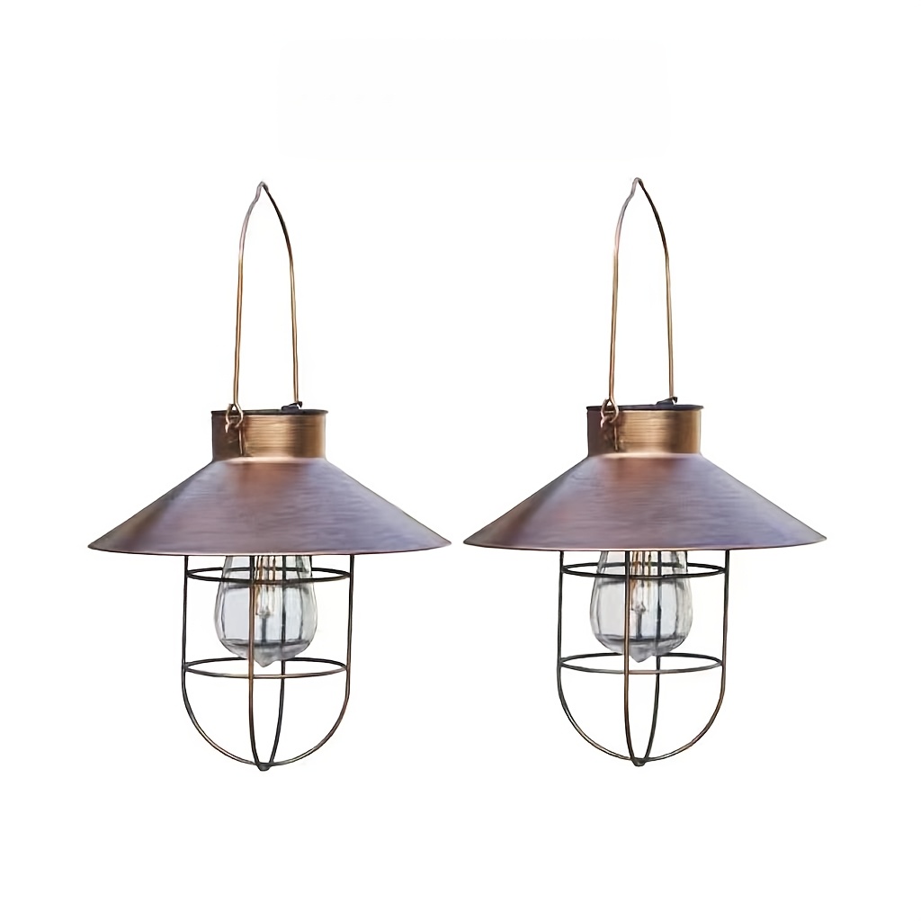 E-shop 2er-Pack Retro Schmiedeeisen Solarleuchten für den Außenbereich, dekorative Gartenleuchten für den Innenhof, Patio-Kunst, Atmosphärenleuchten,