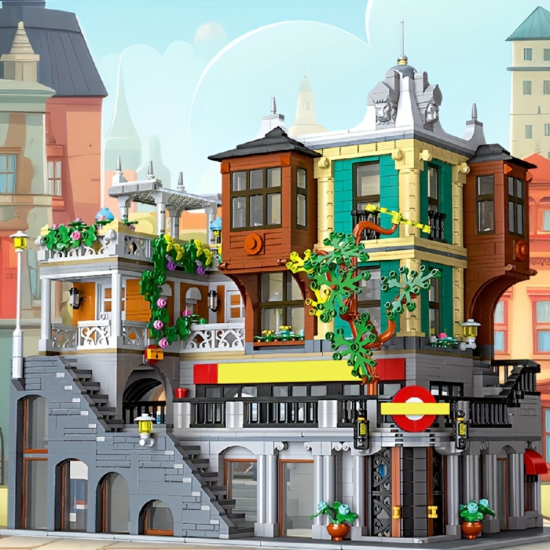 [Without Original Box] 3692-PCS Home Decoration Bricks Set   Station Assembly Building Blocks Model for Christmas Halloween Birthday Gift, JX89129 Modular Buildings Block Toys for Adults.