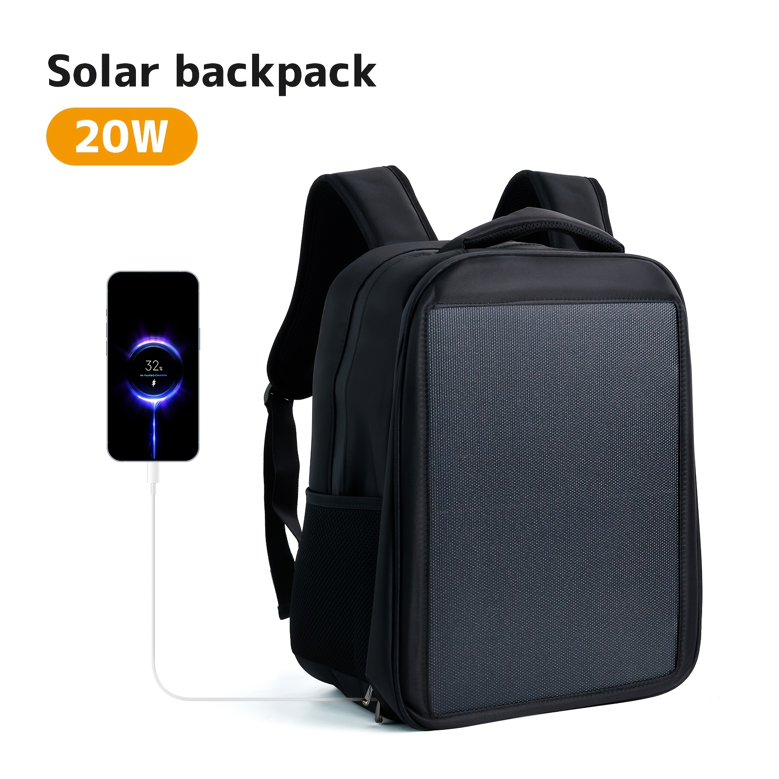 Image of 20w Backpack, Solar Panel & Hpbc - Compatible With Power Banks For Smartphones/tablets, For Emergency Backup, Hiking, Camping, Travel - Portable For