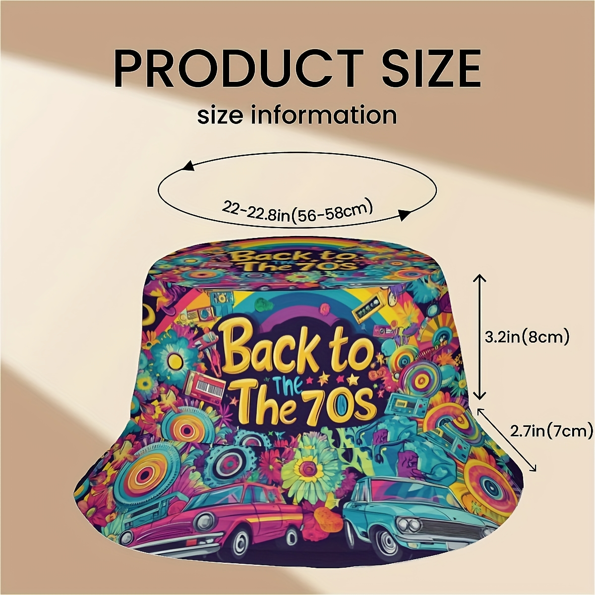Image of ()1pcs Back In The 1970s, Hip-hop Style With Colorful Patterns (4) Printed Fisherman Hat Suitable For Men And Women, Stylish Sun Hat With Fun Personality, Outdoor Vacation Fishing Hiking Bucket Hat
