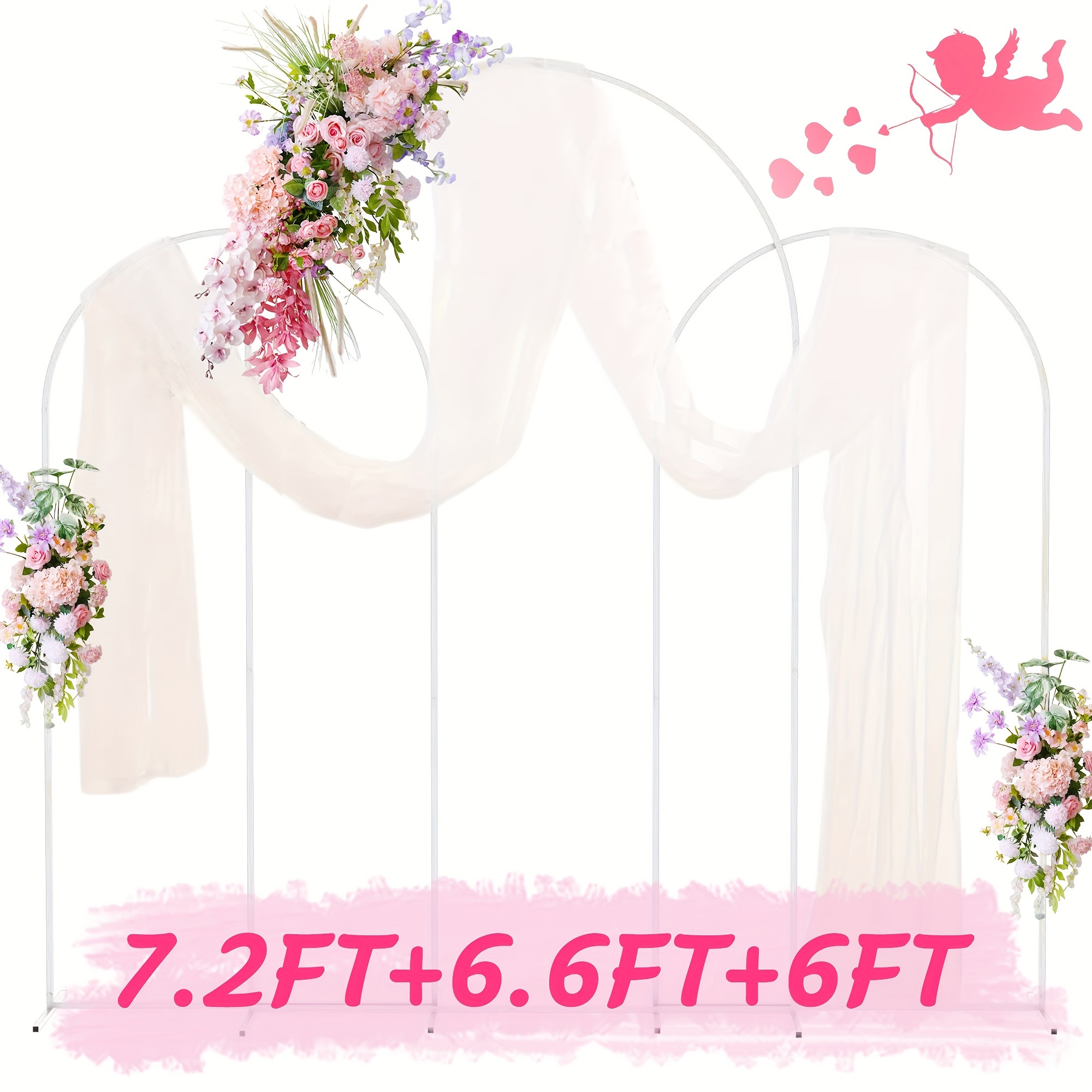 

Metal Arch Stand Backdrop Stand Set Of 3 (7.2ft, 6.6ft, 6ft) Square Arched Frame For Birthday Party Decoration