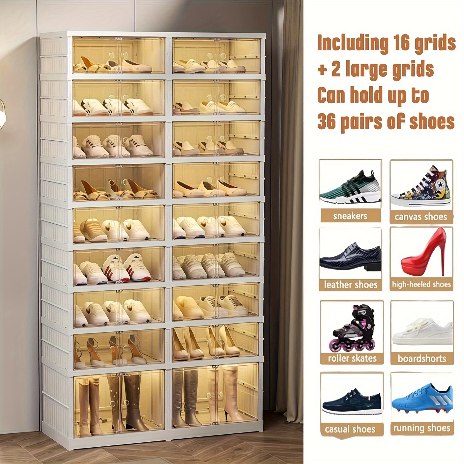 

1 Pcs/2 Pcs 9 Tier Plastic Foldable Shoe Rack Organizer For Closet 18 Pairs Collapsible Shoe Shelf Stackable Clear For Small Narrow Big Capacity Shoe Storage Cabinet Display Rack