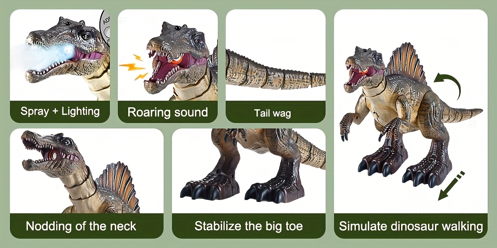 remote control dinosaur toys electronic remote control   dinosaur robot with   of shaking head     spraying and     sound suitable for holiday birthday gifts details 1