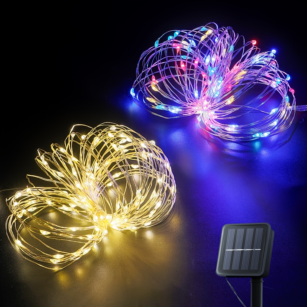 

/200 Led Solar String Lights Outdoor,, Dimmable Copper Glass Fairy Lights With 8 , Push Button Control, Solar Powered For Garden Patio Tree Christmas Party Wedding Decor