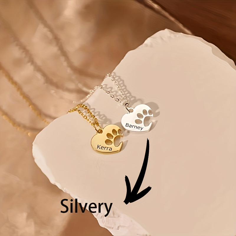 TEMU Collana con pendente a forma di cuore e di cane in acciaio inossidabile personalizzato, incisione personalizzata del , regalo per San Valentino,