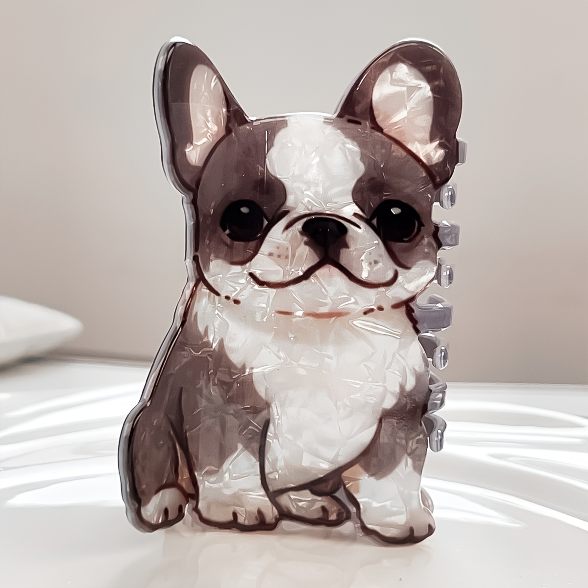 TEMU 1pc Cute French Bulldog Puppy Hair Clip, Fun And High-end Dog-shaped Hair Clip, Upgraded Thickened Teeth Design, Suitable For Daily Commuting,