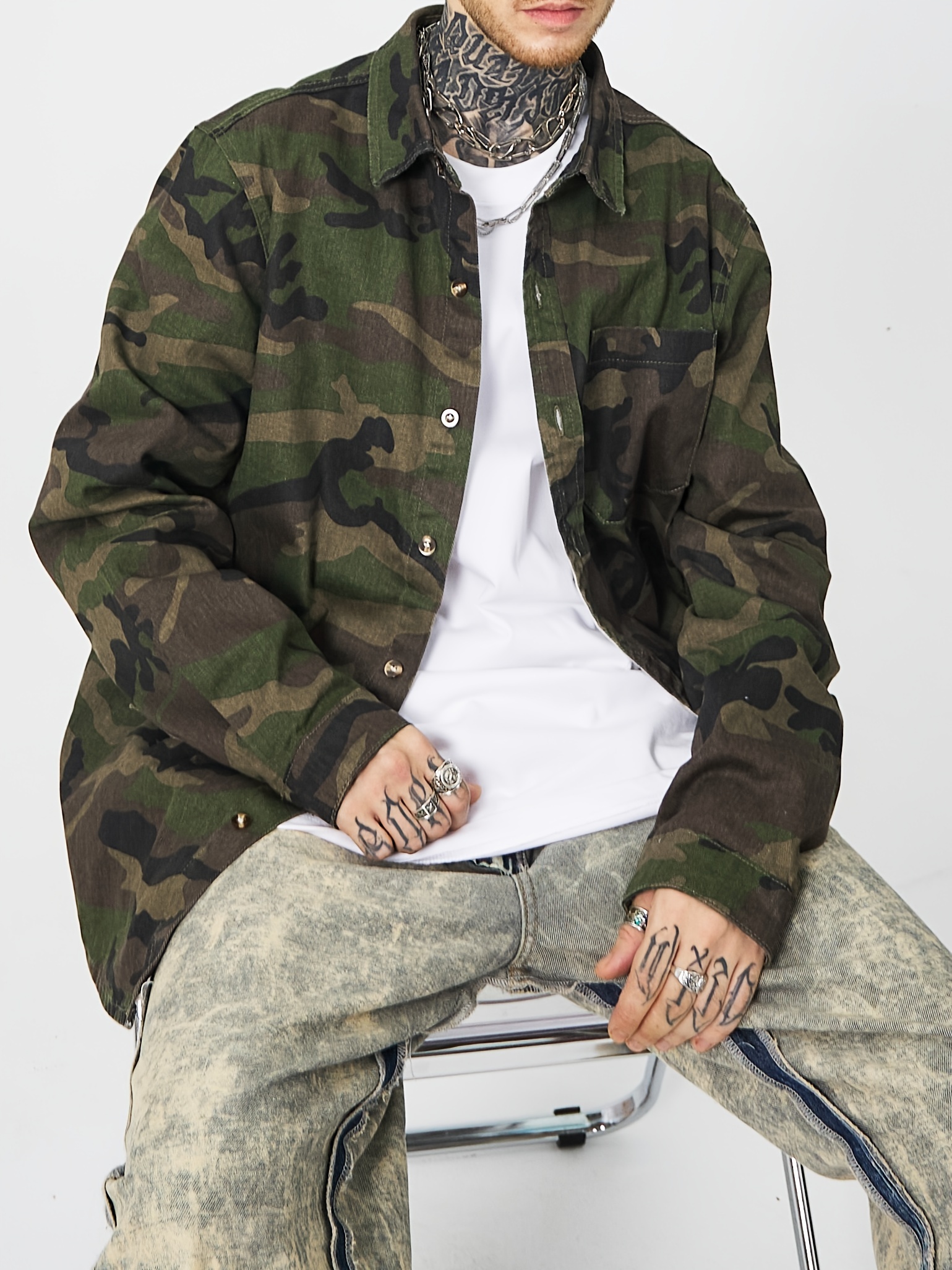 camisa camuflaje clásica hombre 100% algodón Temu Brazil