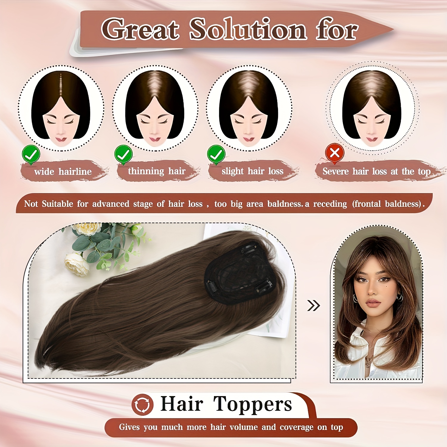 Hair Toppers Women Thinning Hair Hair Toppers Hair Pieces Temu