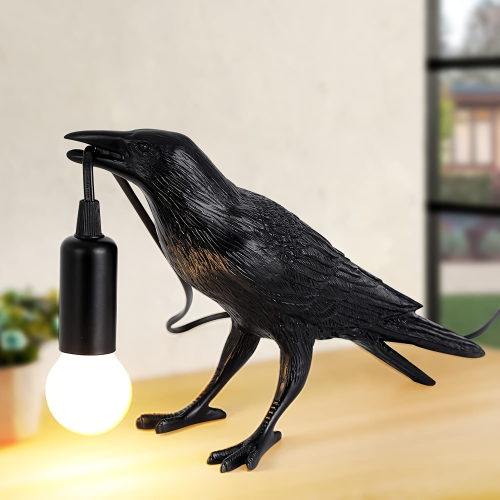 TEMU Gothic Crow Table Lamp With Bulb, Cute Black Desk Decor, Desk Light For Bedroom Living Room, Goth Decor/black Decor/art Decor/home Decor, Best