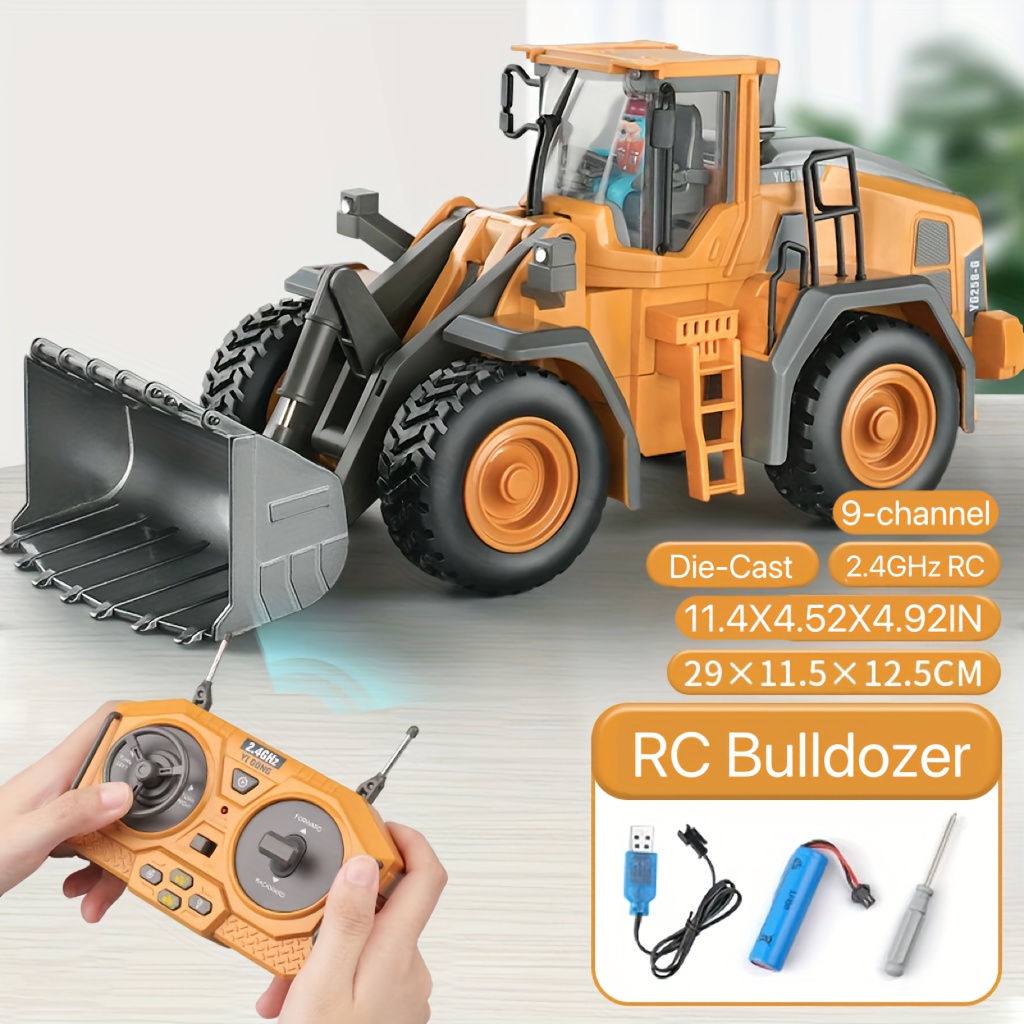 TEMU Remote Control Alloy Loader Toy Excavator, Dump Engineering Toy Car, 2. 4g 1 9 Channels Park Bulldozer Bestsellig