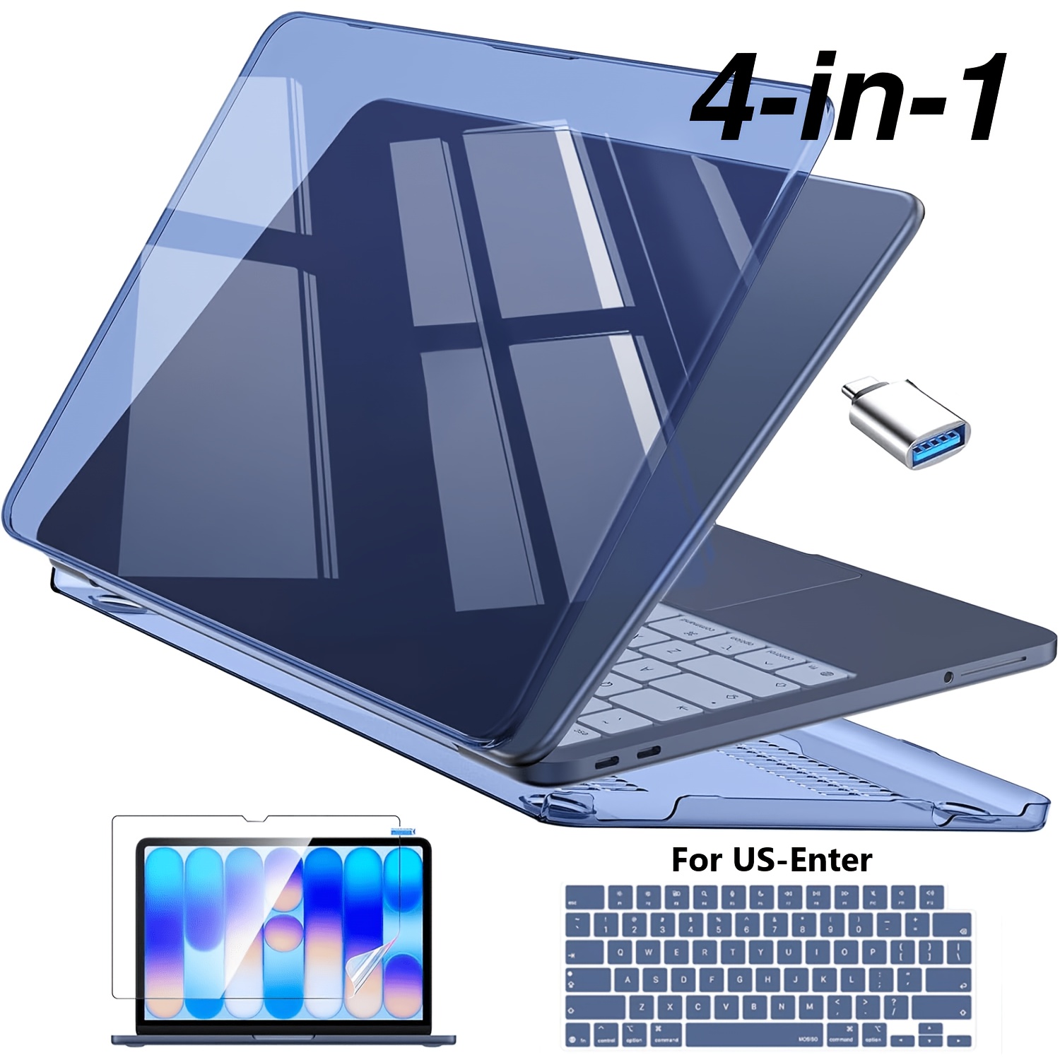 TEMU Coque 4-en-1 pour Macbook Neo 13 pouces Modèle 2026 A3404 avec puce A18 Pro, Étui rigide de protection résistant aux rayures, Housse de clavier