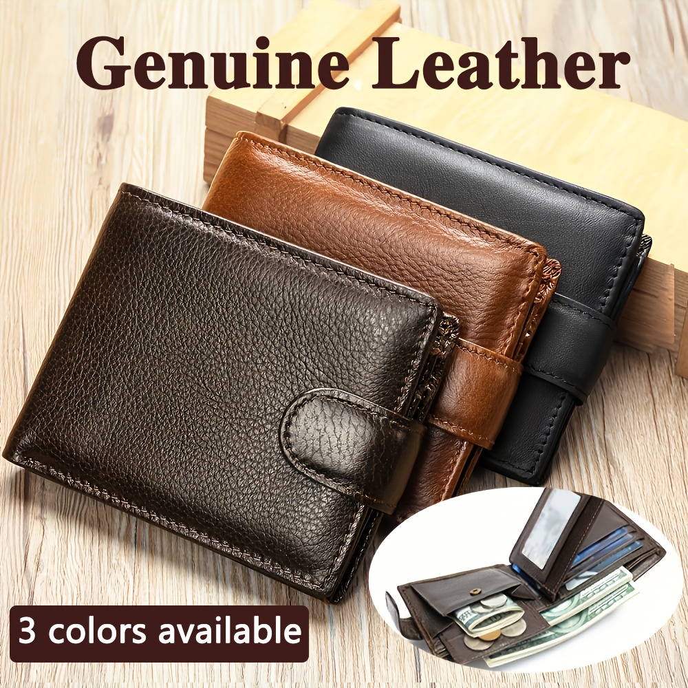 

Niucunzh Men's Sleek Genuine Leather Wallet - Compact, Multi-card Holder With Coin Purse, Top Layer Cowhide, Black