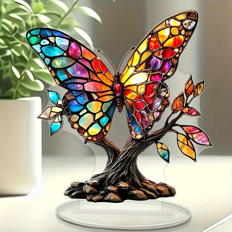 

1pc-2dflat-tree Of Life Acrylic Hanging Decoration - Painted Desktop Decoration, For Women And Housewarming Gifts, Suitable For Office, Bedroom, Living Room Art