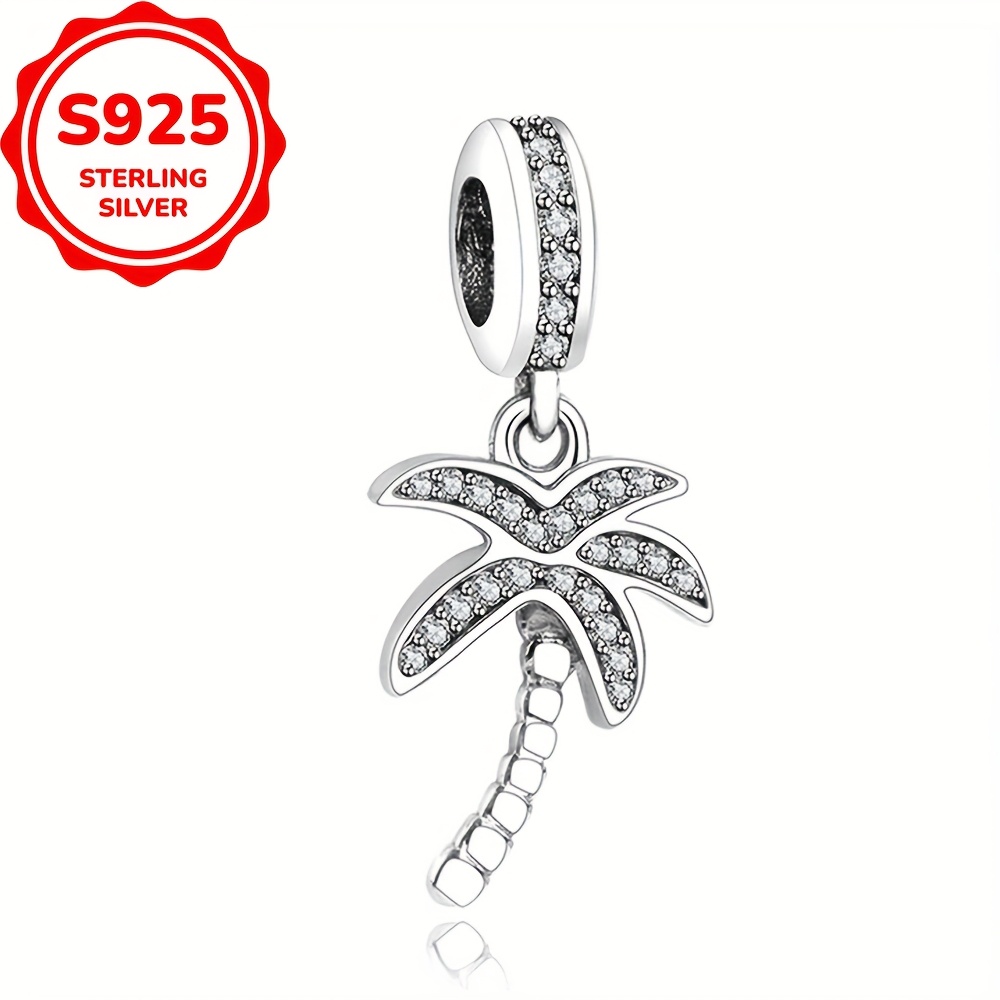 Image of 1pc 925 Silver Minimalist Charm Featuring A Coconut Tree, Suitable For Bracelets Or Necklaces, Perfect For Jewelry Projects, Ideal As A Mother's Day Or Graduation Gift