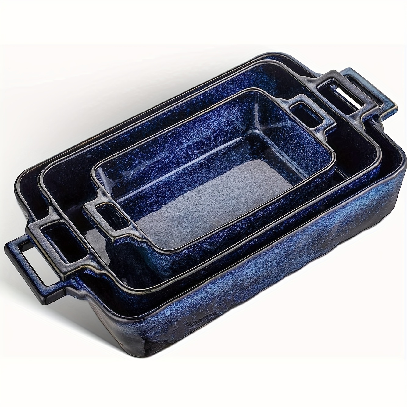 

3pcs, Set, Porcelain Rectangular Lasagna Pans Casserole Dish Set For Kitchen, Cooking, Baking, Cake Dinner, Banquet And Daily Use, 15 X 8.5 Inches (blue)