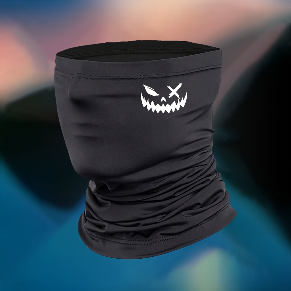 TEMU Musion Evil Smile Balaclava Neck Gaiter & Half Face Mask - Quick-dry Breathable Motorcycle Mask With Evil Smile Print, Sweat-absorbent Half Mask