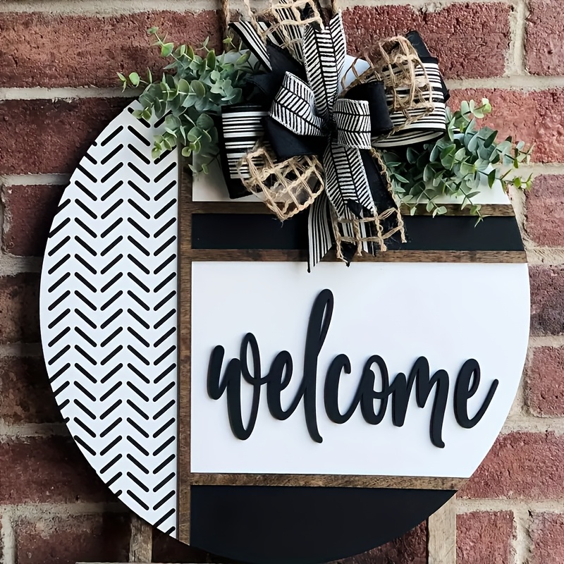 TEMU 1pc 3d Welcome Door Decoration - Spring Porch Sign, Front Door Wreath, Welcome Sign, Door Hanger, Porch Decoration For Home Entrance