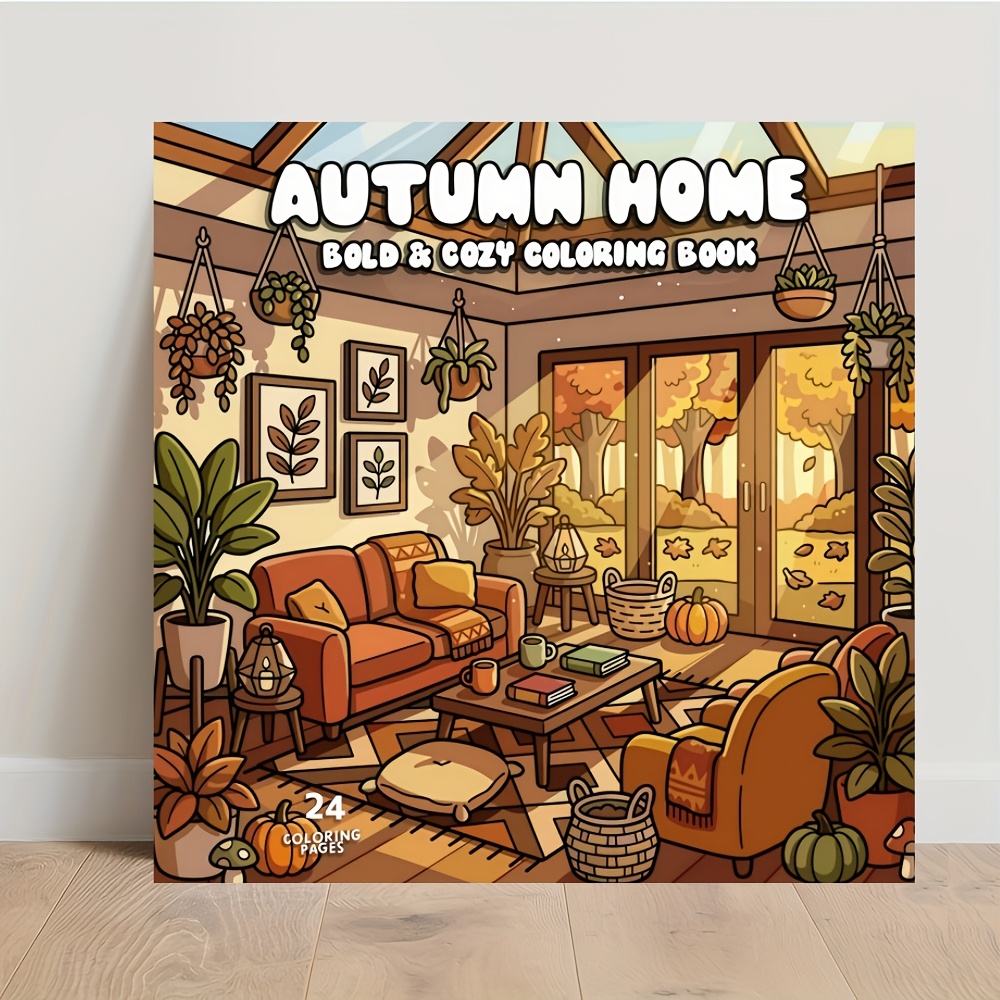 TEMU Libro para colorear de otoño, 1 libro, 1 volumen, para adultos - 24 páginas de una cara con páginas acogedoras de otoño y diseños otoñales,