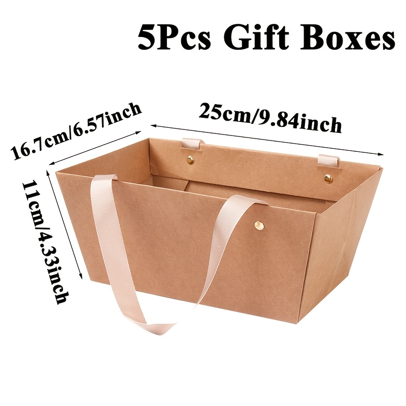 E-shop Geschenk für Sie/Ihn 5er-Pack, Party-Box-Packs, Geschenkboxen aus Kraftpapier, Handliche Geschenkboxen aus Kraftpapier, Dekorative Blumenboxen